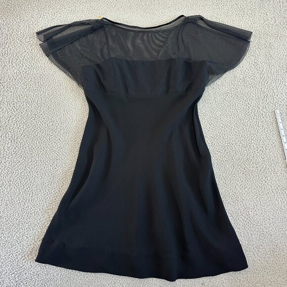 Vintage Y2K Shawl Dress Black Little Black Dress Spaghetti Defined Bust - Picture 13 of 14